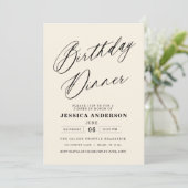 Neutral Cream Ivory Foto Verjaardagsdiner Kaart (Staand voorkant)