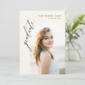 Neutral Cream Minimalist Photo Graduation Party Kaart (Staand voorkant)