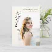 Neutral Cream Minimalist Photo Graduation Party Kaart (Staand voorkant)