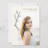 Neutral Cream Minimalist Photo Graduation Party Kaart (Voorkant)