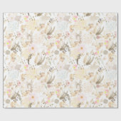  Neutral Cream Roze Bloemen Cadeaupapier (Vlak)