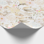  Neutral Cream Roze Bloemen Cadeaupapier (Hoek)