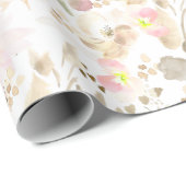  Neutral Cream Roze Bloemen Cadeaupapier (Rol Hoek)