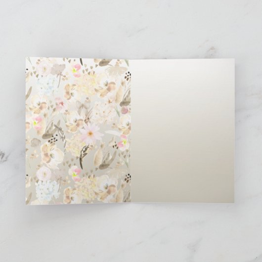  Neutral Cream Roze Bloemen Kaart (Binnen)