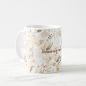  Neutral Cream Roze Bloemen Koffiemok (Voorkant links)