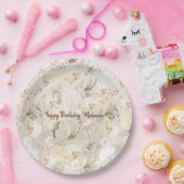  Neutral Cream Roze Bloemen Papieren Bordje (Feest)