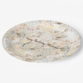  Neutral Cream Roze Bloemen Papieren Bordje (Gekanteld)