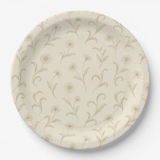 Neutral Cream sierlijke bloem botanische print Papieren Bordje