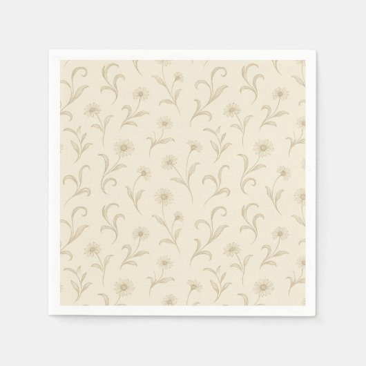 Neutral Cream sierlijke bloem botanische print Servet (Voorkant)