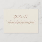 Neutral Cream Wedding Details Kaart (Voorkant)