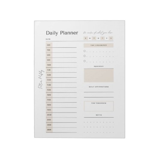  Neutral Daily Planner - Topprioriteit, Notitieblok (Linkerzijde)
