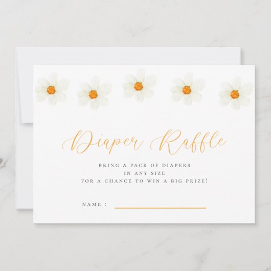 Neutral Daisy Baby shower Luier Raffle Kaart (Voorkant)