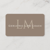 Neutral Dark Taupe Monogram Business Card Visitekaartje (Voorkant)