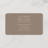 Neutral Dark Taupe Monogram Business Card Visitekaartje (Achterkant)