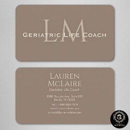 Neutral Dark Taupe Monogram Business Card Visitekaartje