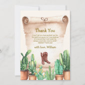 Neutral Desert Cactus Cowboy Boots Baby shower Bedankkaart (Voorkant)