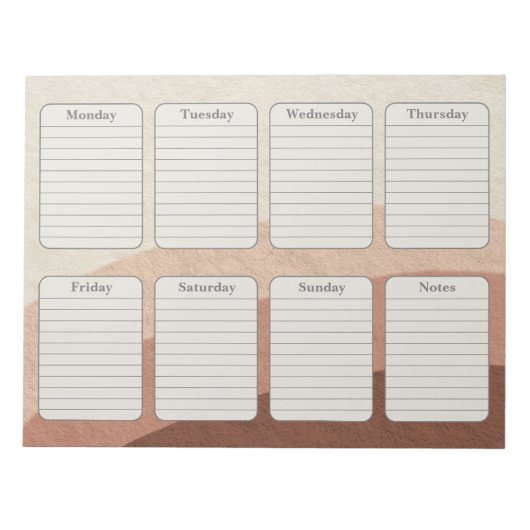 Neutral Earth Tone Boho Weekplanner Notitieblok (Voorkant)