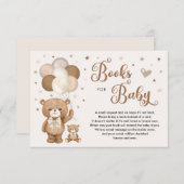 Neutral Earth Tone Brown Teddy Bear Boeken voor Ba Informatiekaartje (Voorkant / Achterkant)