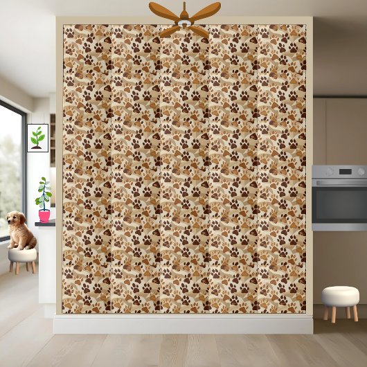 Neutral Earth Tone Paw Print Pattern Tegel Tegeltje