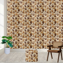 Neutral Earth Tone Paw Print Pattern Tegel