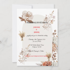 Neutral Earth Tone Wedding Card Kaart