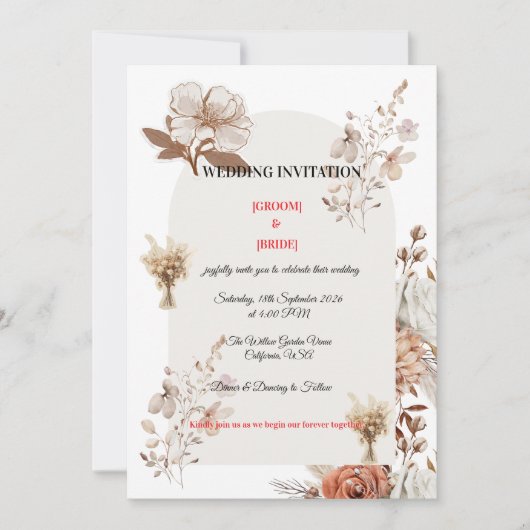 Neutral Earth Tone Wedding Card Kaart (Voorkant)