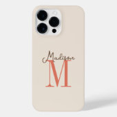 Neutral Earth Tones met Naam en Monogram Initiaal iPhone Hoesje (Achterkant)