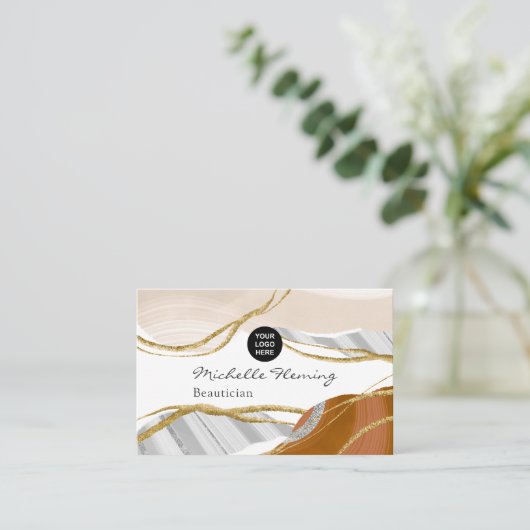 Neutral Earthy Agate Visitekaartje (Staand voorkant)