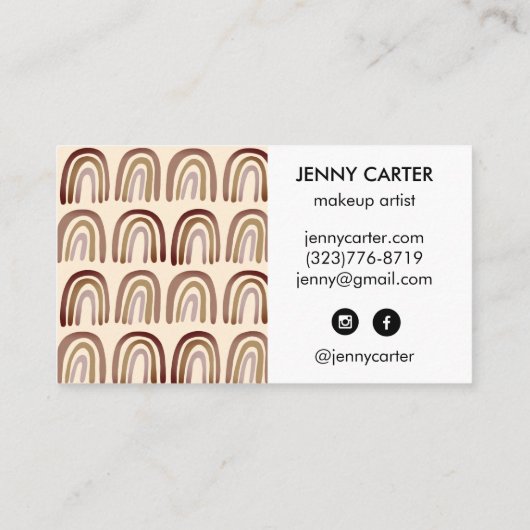 Neutral Earthy Rainbows Pattern Boho Unique Brown Visitekaartje (Achterkant)