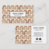 Neutral Earthy Rainbows Pattern Boho Unique Brown Visitekaartje (Voorkant / Achterkant)