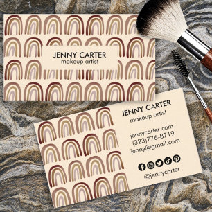 Neutral Earthy Rainbows Pattern Boho Unique Brown Visitekaartje