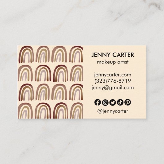 Neutral Earthy Rainbows Pattern Boho Unique Brown Visitekaartje (Achterkant)