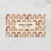 Neutral Earthy Rainbows Pattern Boho Unique Brown Visitekaartje (Voorkant)