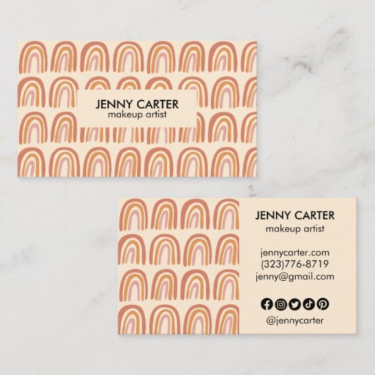 Neutral Earthy Rainbows Pattern Boho Unique Visitekaartje (Voorkant / Achterkant)