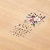 Neutral Earthy Taupe Floral Wedding Acryl Uitnodigingen (Laagn)