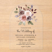 Neutral Earthy Taupe Floral Wedding Acryl Uitnodigingen (Voorkant)