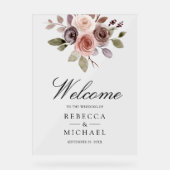 Neutral Earthy Taupe Floral Wedding Welcome Acryl Bord (Voorkant)