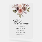 Neutral Earthy Taupe Floral Wedding Welcome Acryl Bord (Hoek)