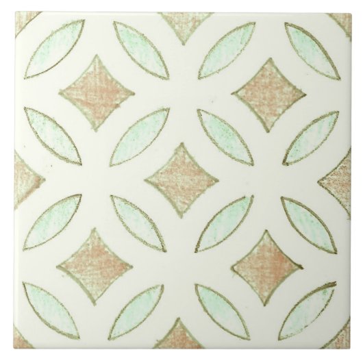 Neutral East Asian Floral Pattern Tegeltje (Voorkant)