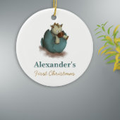 Neutral Eerste Kerstmis ornament met dinosaurus