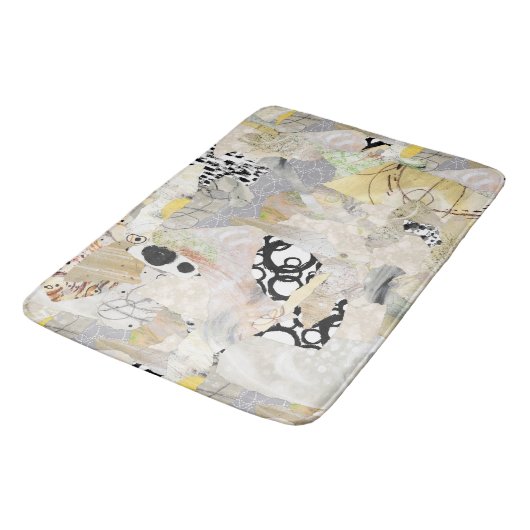 Neutral Elegant Abstract Collage Design Badmat (Gekanteld)