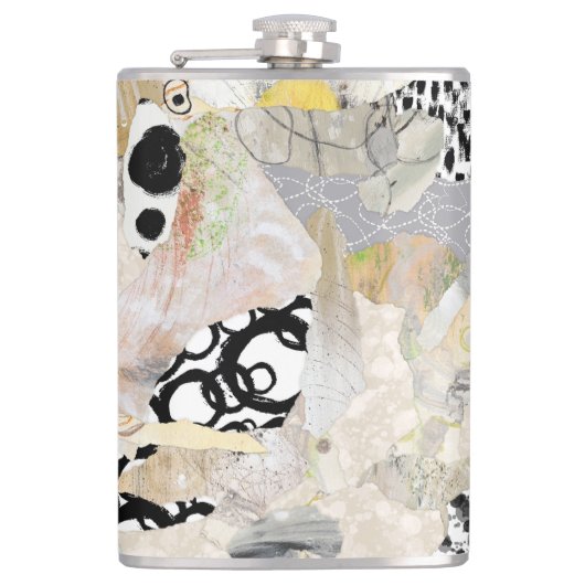 Neutral Elegant Abstract Collage Design Heupfles (Voorkant)