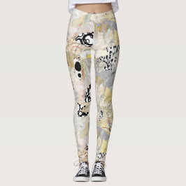 Neutral Elegant Abstract Collage Design Leggings