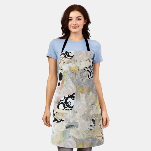 Neutral Elegant Abstract Collage Design Schort (Gedragen)