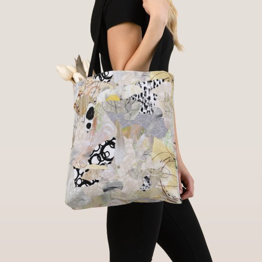 Neutral Elegant Abstract Collage Design Tote Bag (Dichtbij)
