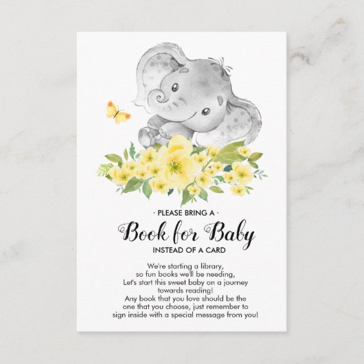 Neutral Elephant Baby shower Boek voor Baby Kaart (Voorkant)