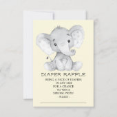 Neutral Elephant Baby shower Luier Raffle Ticket Kaart (Voorkant)