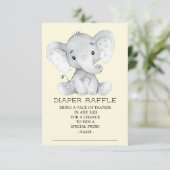 Neutral Elephant Baby shower Luier Raffle Ticket Kaart (Staand voorkant)