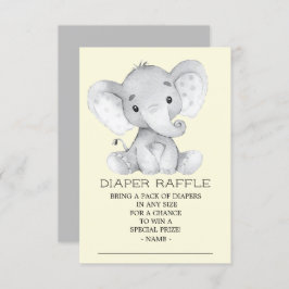 Neutral Elephant Baby shower Luier Raffle Ticket Kaart