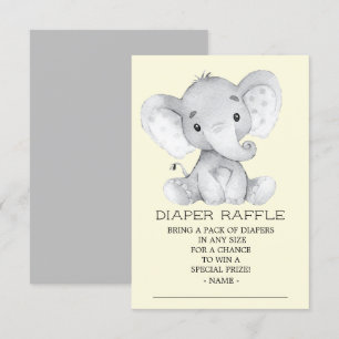 Neutral Elephant Baby shower Luier Raffle Ticket Kaart